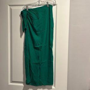 Zara green faux wrap midi skirt